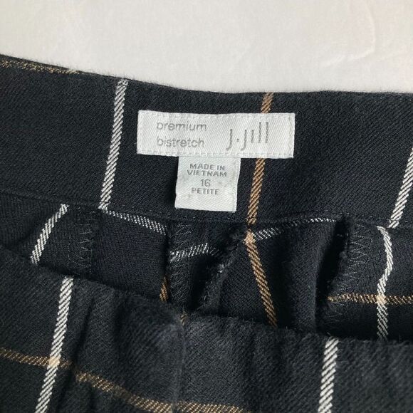 J Jill Pants 16P Women Black Gold Windowpane Check Stretch Career Holiday Office - Picture 4 of 13